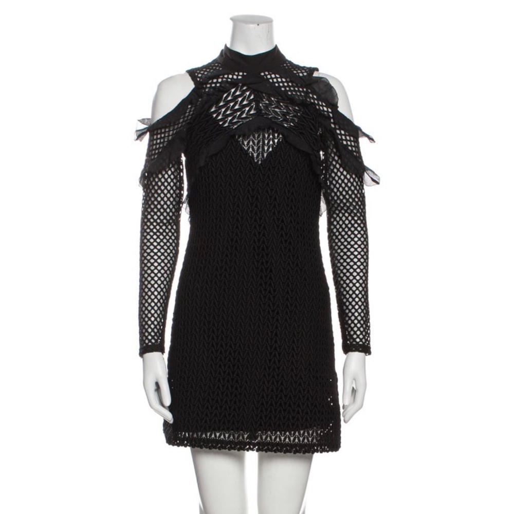 NEW Self Potrait Mini Black Lace Mock Neck Half Off Shoulders